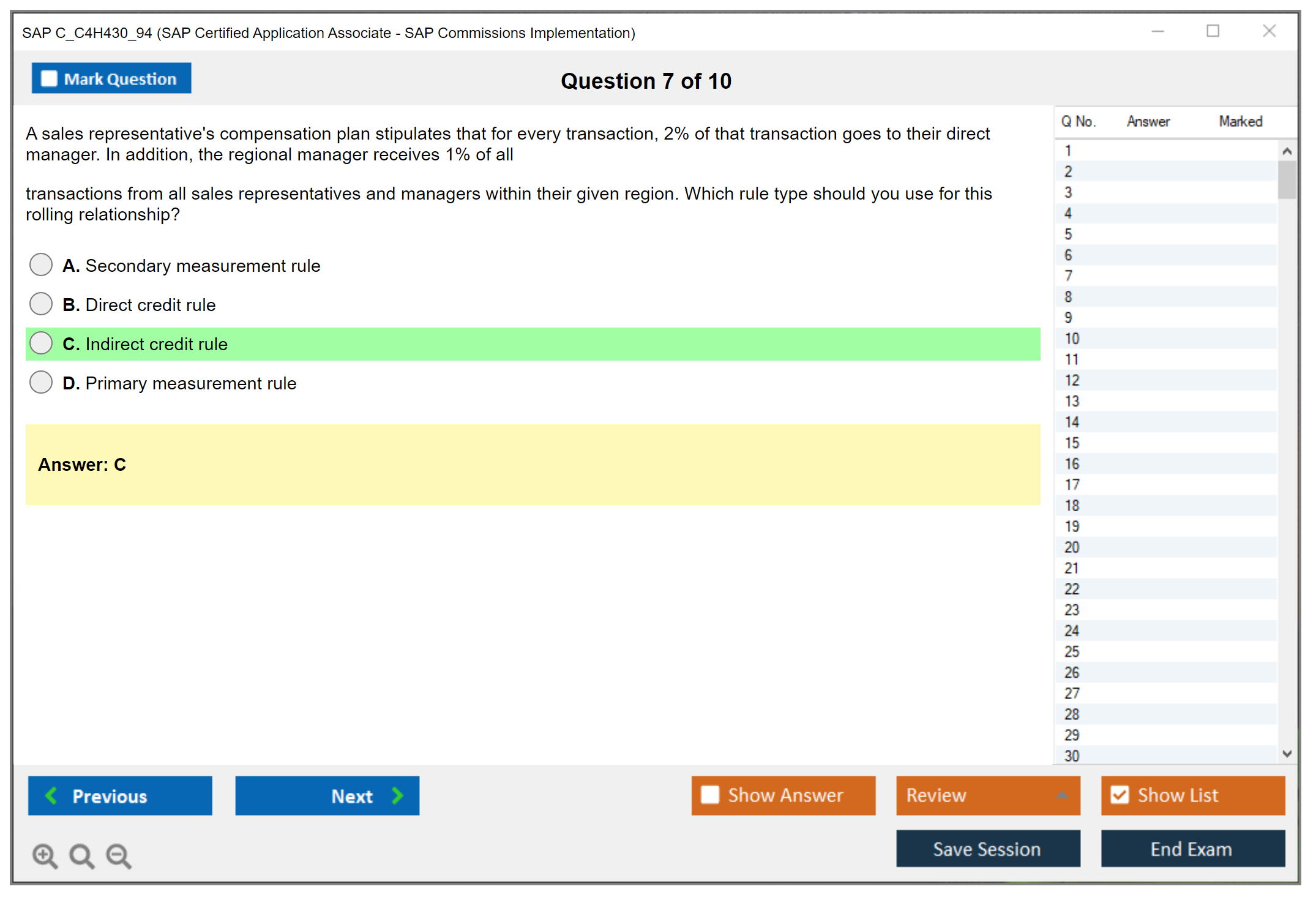 SAP C_C4H430_94 SAP Certified Application Associate - SAP Commissions Implementation Practice test exam simulator test engine exam dumps questions answers Image 7