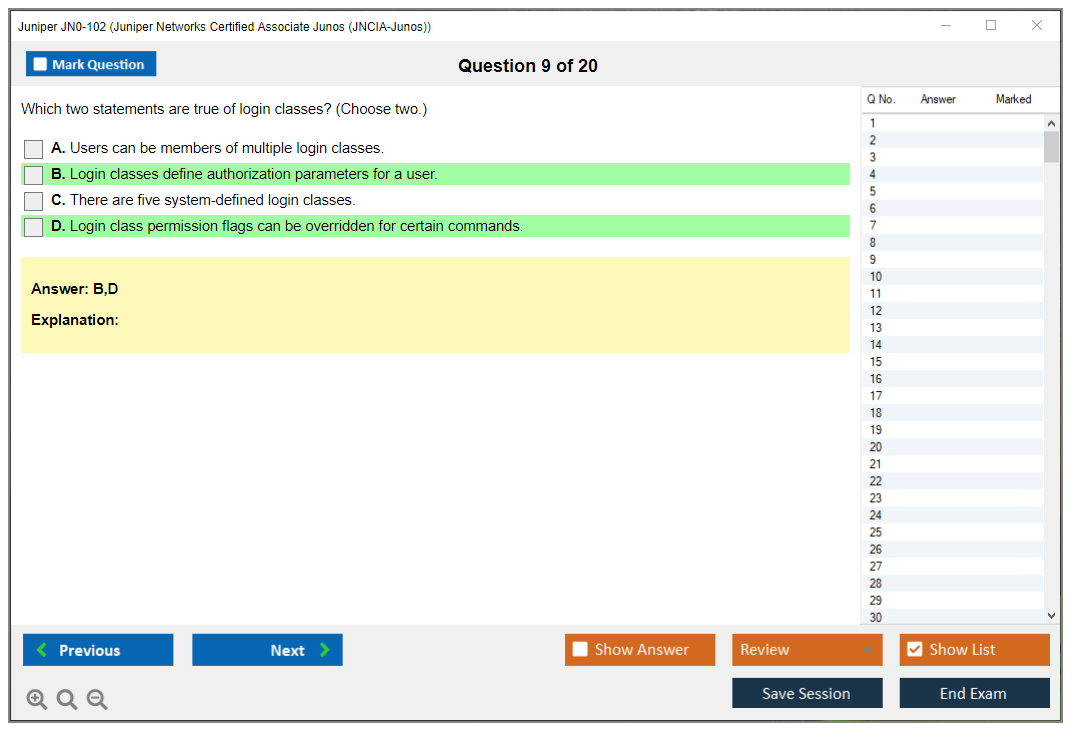 Juniper JN0-102 Juniper Networks Certified Associate Junos (JNCIA-Junos) Practice test exam simulator test engine exam dumps questions answers Image 9
