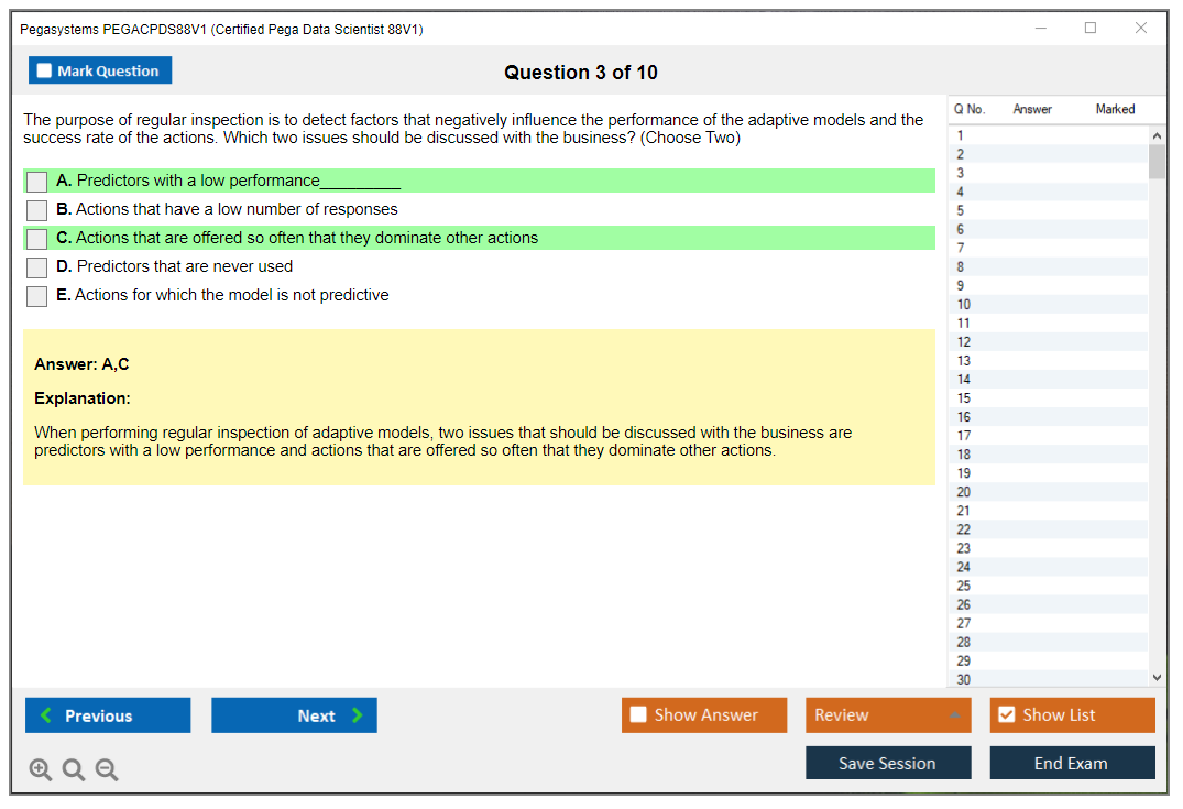 Pegasystems PEGACPDS88V1 Certified Pega Data Scientist 8.8 Practice test exam simulator test engine exam dumps questions answers Image 3