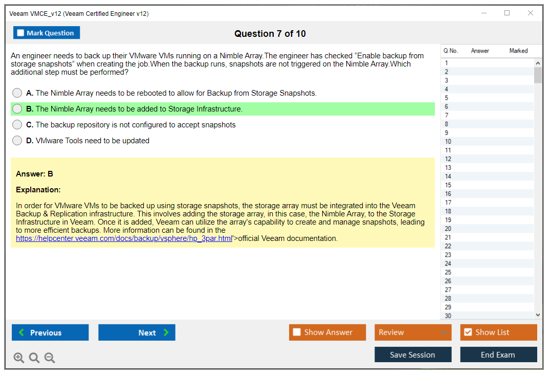 Veeam VMCE_v12 Veeam Certified Engineer v12 Practice test exam simulator test engine exam dumps questions answers Image 7