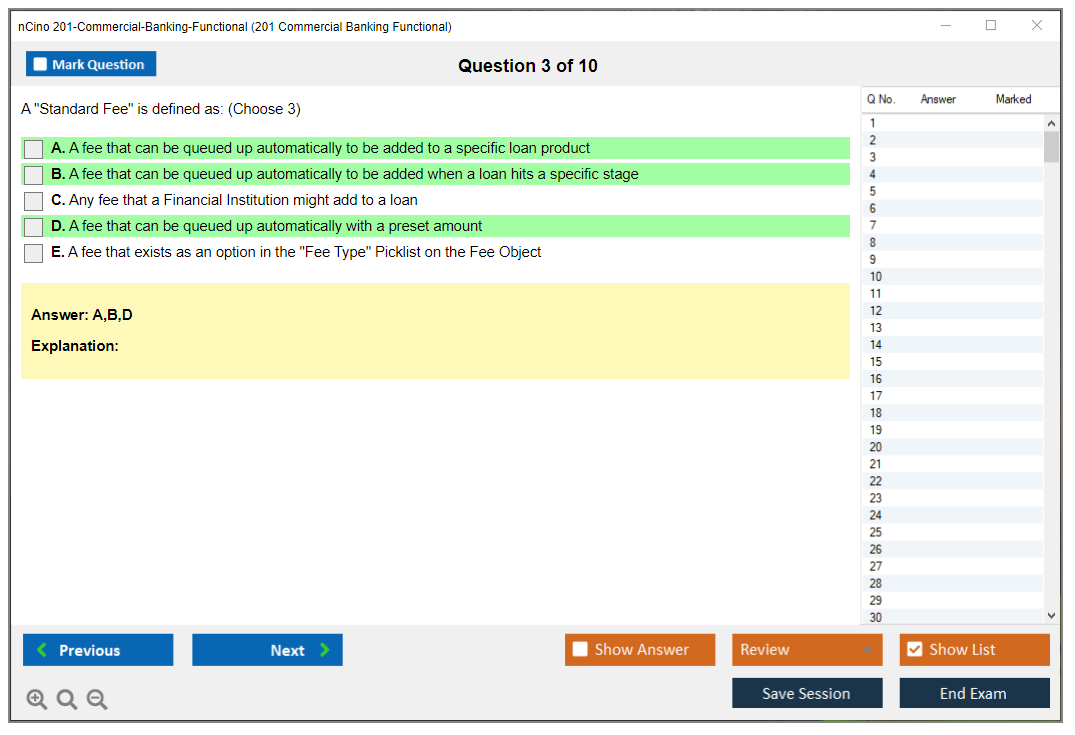 nCino 201-Commercial-Banking-Functional SalesforcenCino 201 Commercial Banking Functional Exam Practice test exam simulator test engine exam dumps questions answers Image 3