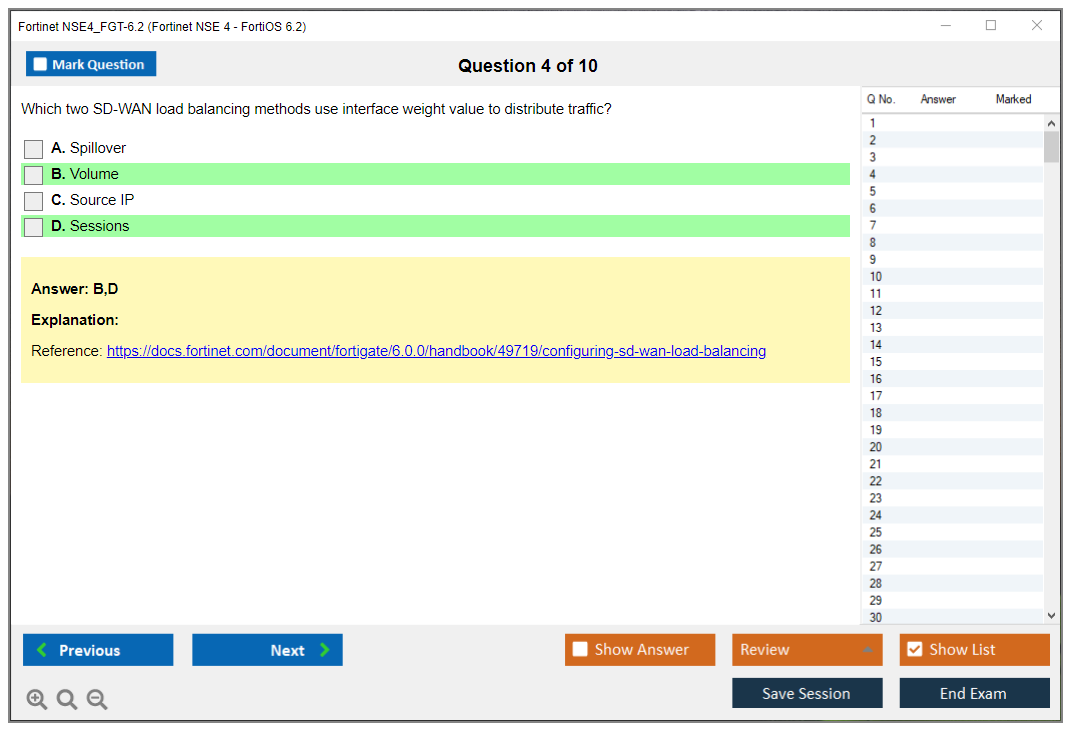 Fortinet NSE4_FGT-6.2 Fortinet NSE 4 - FortiOS 6.2 Practice test exam simulator test engine exam dumps questions answers Image 4
