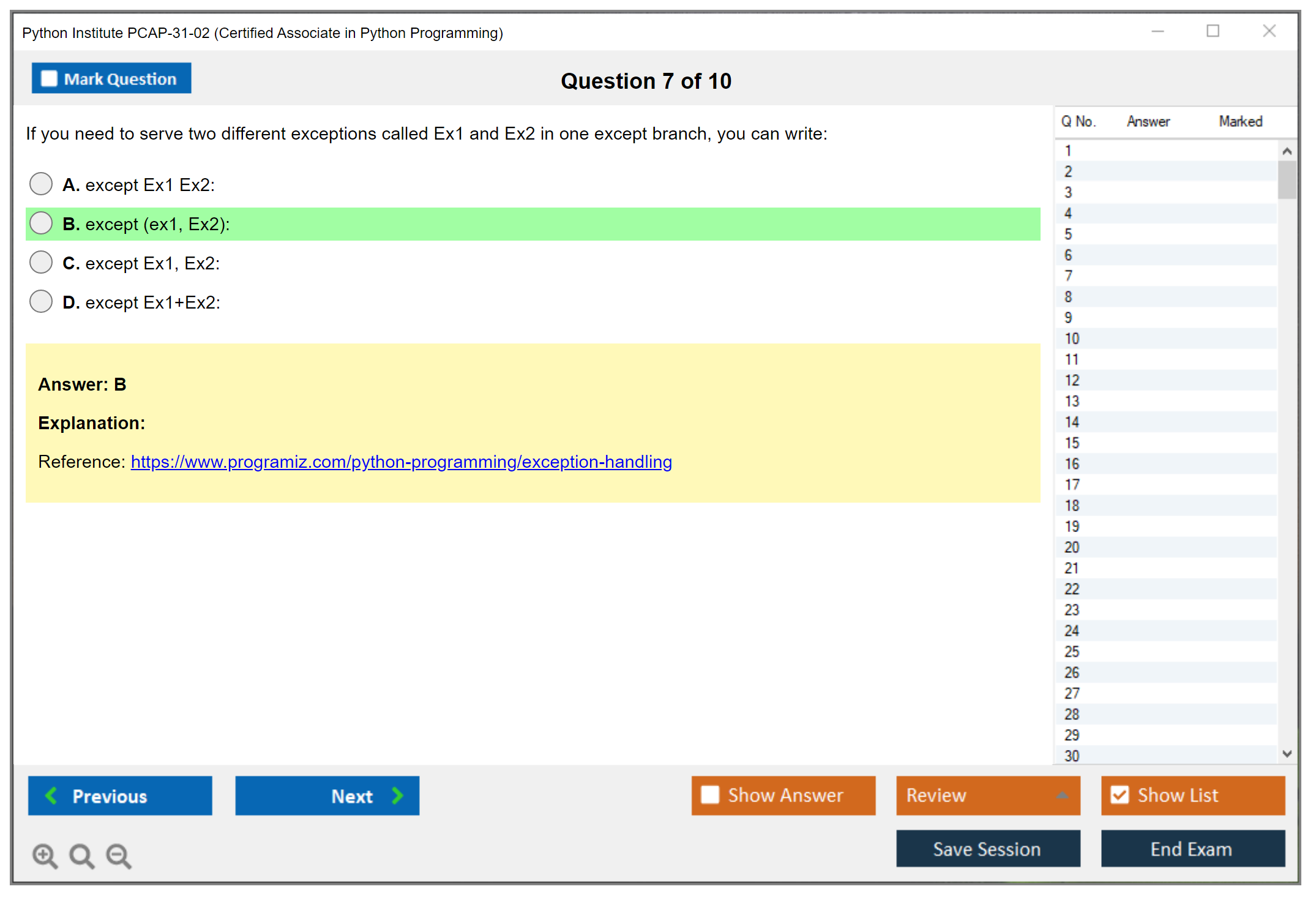 Python Institute PCAP-31-02 Certified Associate in Python Programming Practice test exam simulator test engine exam dumps questions answers Image 7