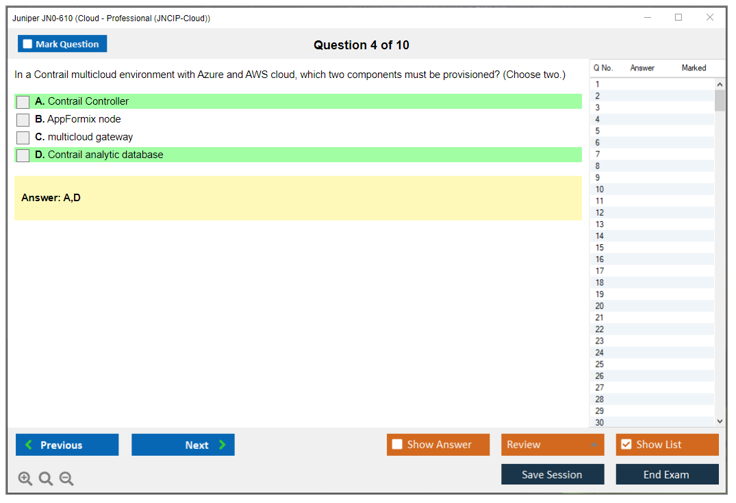 Juniper JN0-610 Cloud - Professional (JNCIP-Cloud) Practice test exam simulator test engine exam dumps questions answers Image 4