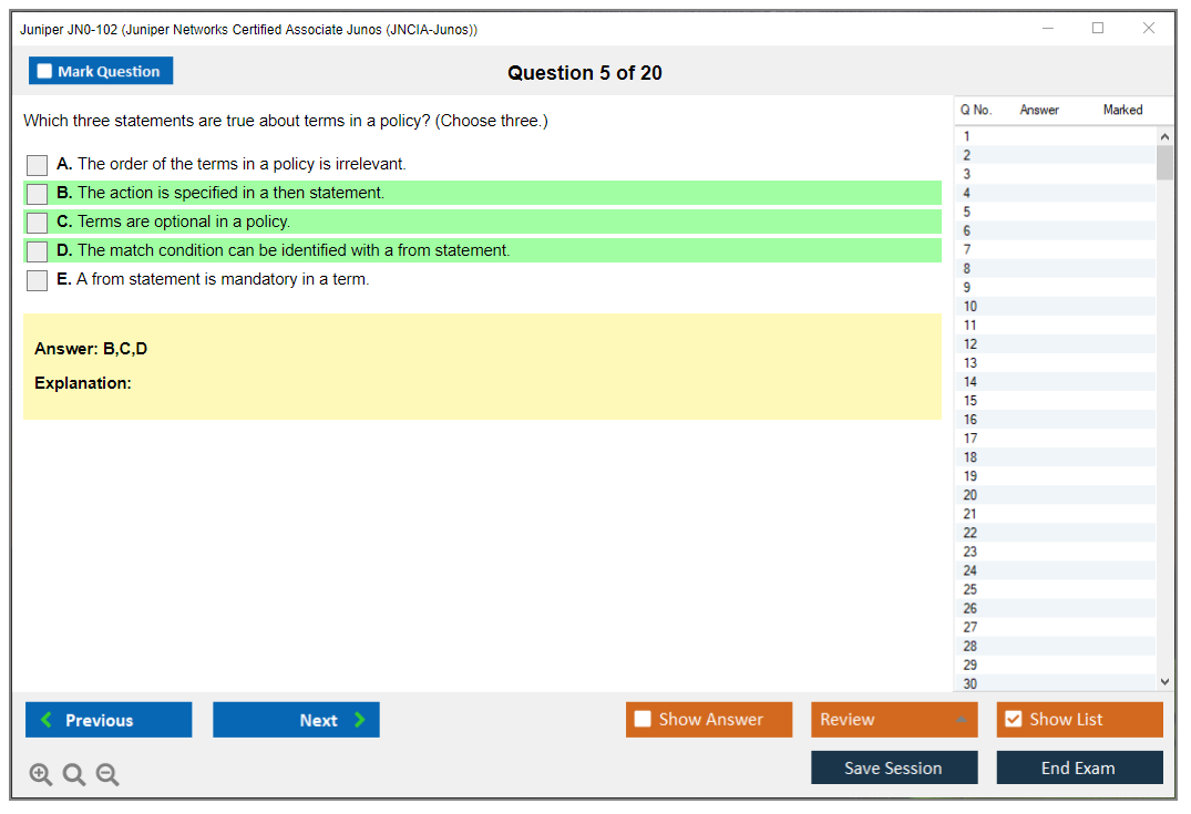 Juniper JN0-102 Juniper Networks Certified Associate Junos (JNCIA-Junos) Practice test exam simulator test engine exam dumps questions answers Image 5