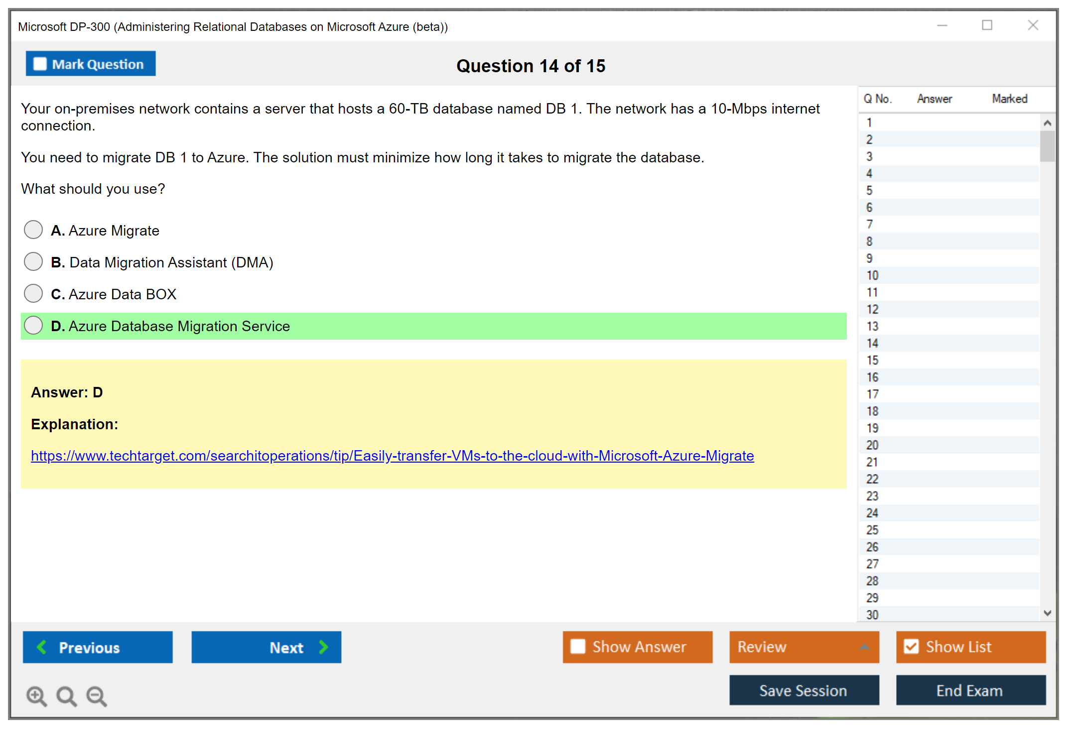 Microsoft DP-300 Administering Relational Databases on Microsoft Azure Practice test exam simulator test engine exam dumps questions answers Image 14