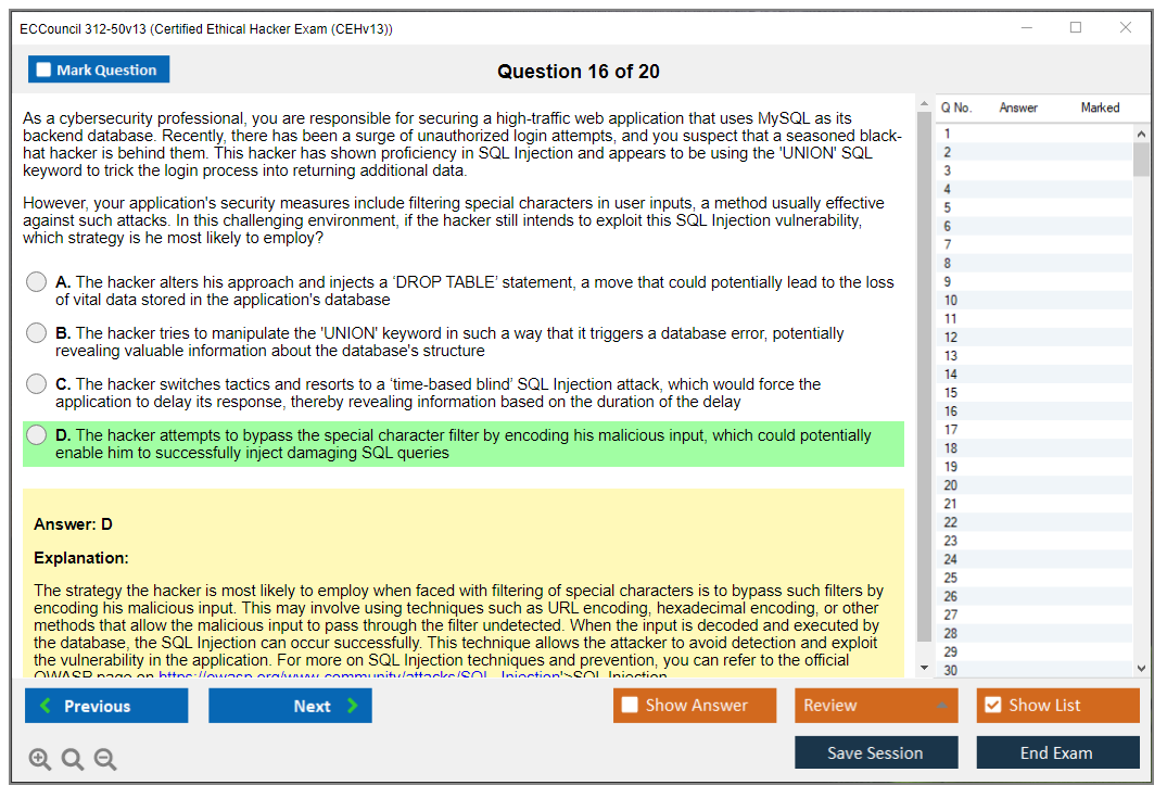 ECCouncil 312-50v13 Certified Ethical Hacker Exam (CEHv13) Practice test exam simulator test engine exam dumps questions answers Image 16