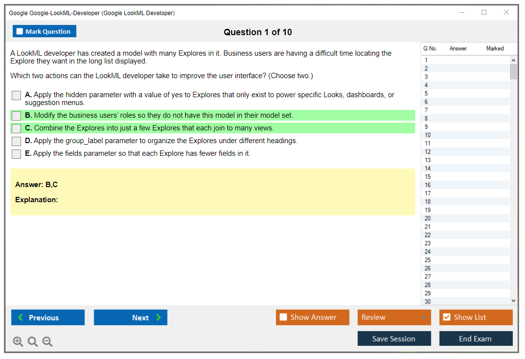 Google Google-LookML-Developer Google LookML Developer Practice test exam simulator test engine exam Prep practice test questions answers Image 1