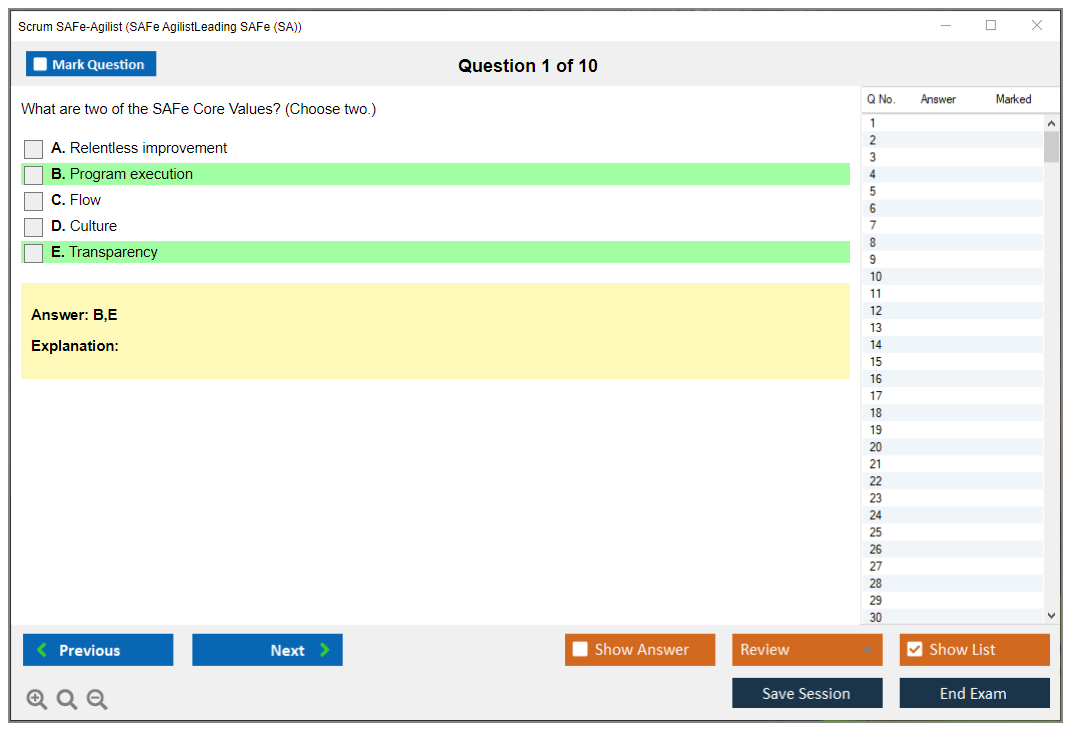 Scrum SAFe-Agilist SAFe Agilist - Leading SAFe (SA 6.0) Practice test exam simulator test engine exam dumps questions answers Image 1