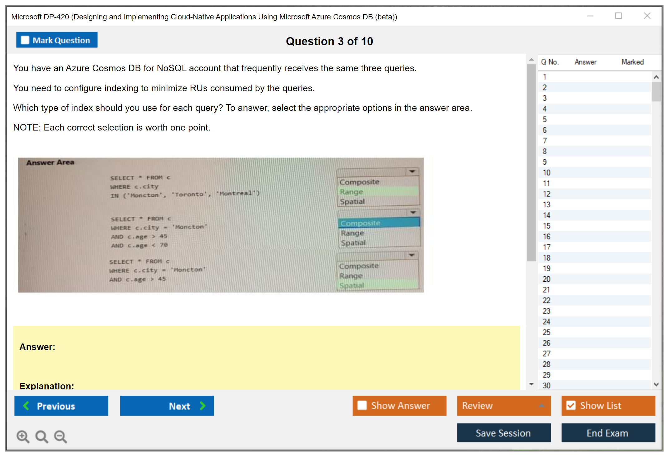 Microsoft DP-420 Designing and Implementing Cloud-Native Applications Using Microsoft Azure Cosmos DB Practice test exam simulator test engine exam dumps questions answers Image 3