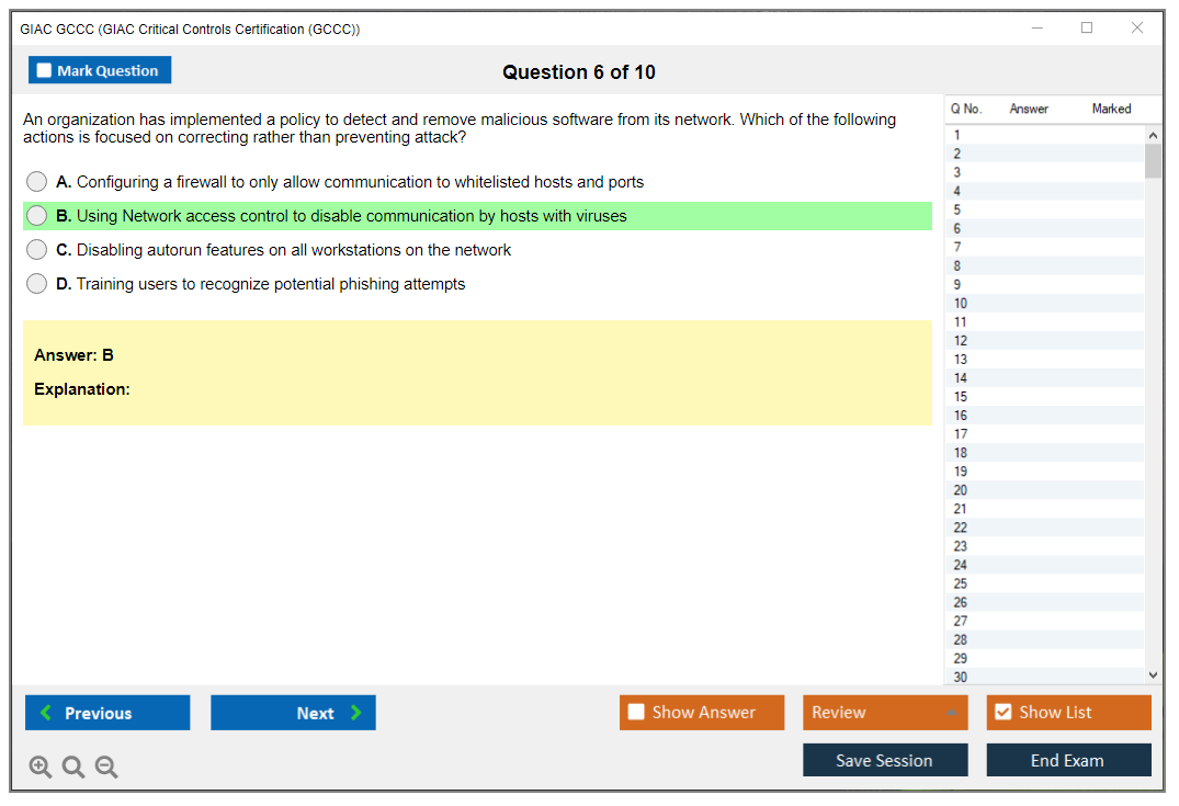 GIAC GCCC GIAC Critical Controls Certification (GCCC) Practice test exam simulator test engine exam dumps questions answers Image 6
