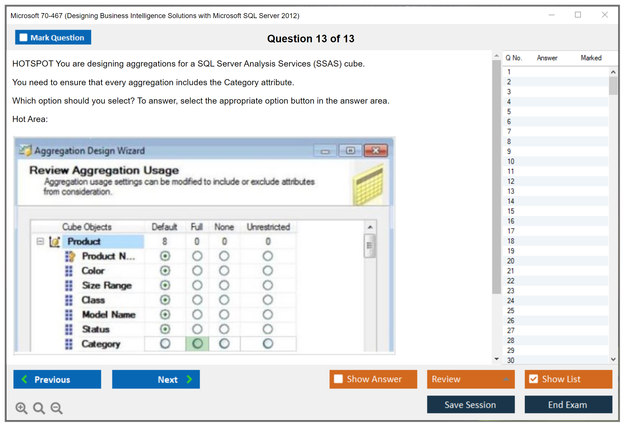 Microsoft 70-467 Designing Business Intelligence Solutions with Microsoft SQL Server 2012 Practice test exam simulator test engine exam Prep practice test questions answers Image 13