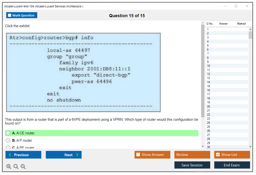 Alcatel-Lucent 4A0-104 Alcatel-Lucent Services Architecture Practice test exam simulator test engine exam dumps questions answers Image 15