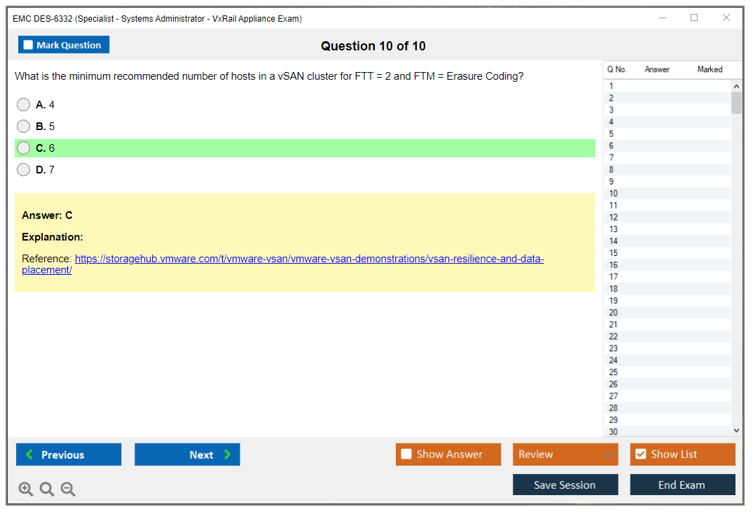 EMC DES-6332 Specialist - Systems Administrator, VxRail Appliance Exam Practice test exam simulator test engine exam dumps questions answers Image 10