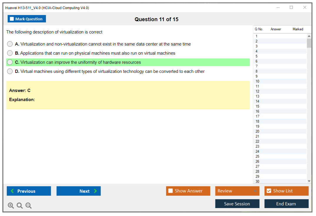 Huawei H13-511_V4.0 HCIA-Cloud Computing V4.0 Practice test exam simulator test engine exam dumps questions answers Image 11
