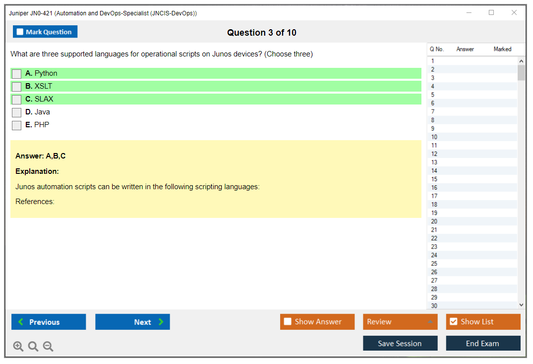 Juniper JN0-421 Automation and DevOps-Specialist (JNCIS-DevOps) Practice test exam simulator test engine exam dumps questions answers Image 3